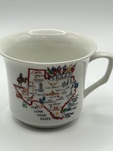 Vintage Souvenir Porcelain Coffee Mug TEXAS State Attractions Sites Map View - £7.70 GBP