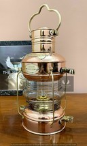 Vintage Brass &amp; Copper Anchor 15&quot; Oil Lamp Maritime Ship Lantern Boat Light - £64.86 GBP
