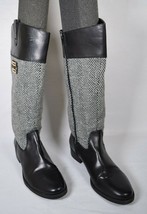 Tommy Hilfiger Womens Knee High Herring Bone Textile Ridding Boots Black... - $49.50