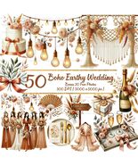 Earthy Luxe Boho Wedding Clipart Bundle | Watercolor Decor | Bridal PNG ... - $3.60