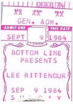 Vintage Lee Rittenour Ticket Stub Septembre 9 1984 Bas Ligne Ny - $44.54