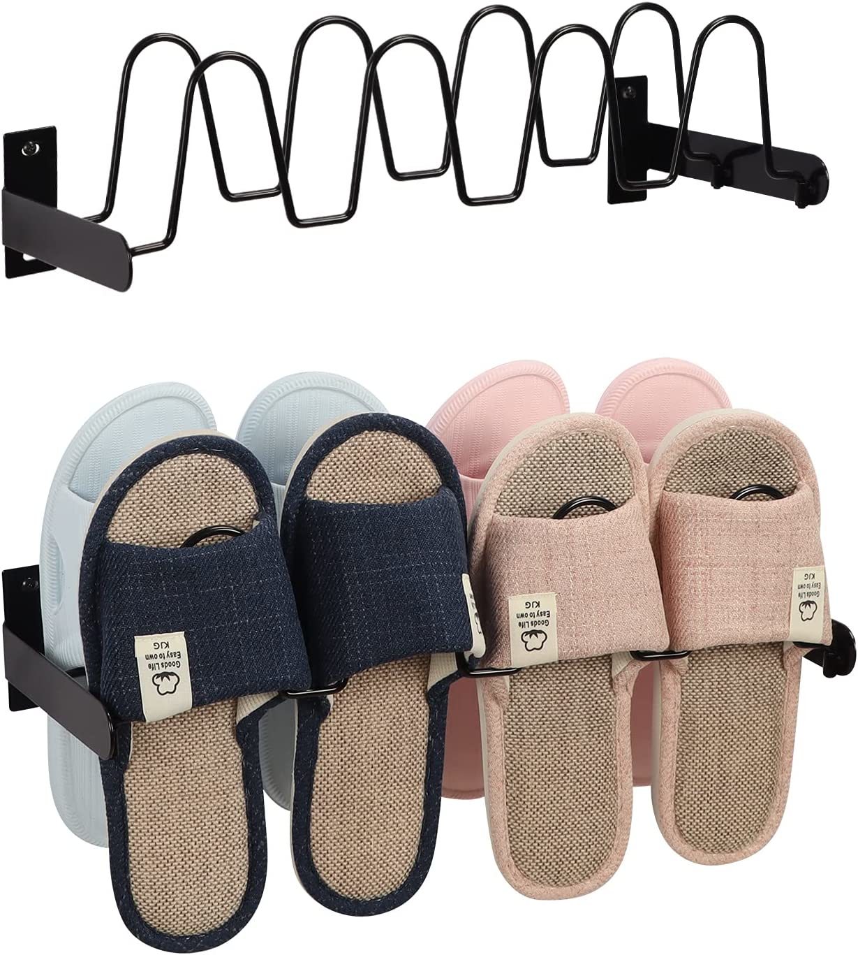 Lavezee Wall Mounted Shoe Rack Organizer 8 Pairs Sandals Slippers, Set, ... - $33.99