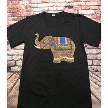 Thailand Elephant Double Sided T-Shirt Super L Black Cotton Unisex - $9.28