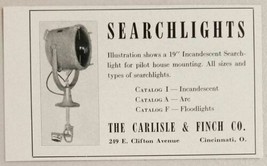 1940 Print Ad Incandescent Marine Searchlights Carlisle &amp; Finch Cincinnati,OH - £7.68 GBP