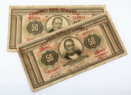 1927 Greece 50 Drachmai Banknote Lot of 2 (Fine Condition) P# 97a - £49.28 GBP