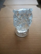 Solid Glass Owl figurine paperweight with thick base Mark on back is a CIRCLE M - £25.82 GBP