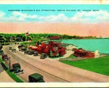 Indian Village Entrance From Above St Ignace Michigan MI UNP Linen Postcard - $11.83