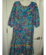 Vintage Custom Made Hawaiian MuuMuu Dress Size Medium Cotton Colorful fl... - £13.10 GBP