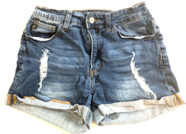 KanCan Jean Shorts Womens Size 25 Blue Distressed Stretchy Denim Ripped ... - £6.13 GBP