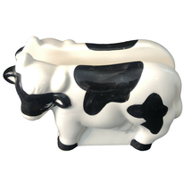 Holstein Dairy Cow Ceramic Black And White Napkin Or Mail Holder Vintage - £11.64 GBP