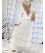 Cute V Neck White Flower Girl Dresses for Wedding - £63.26 GBP