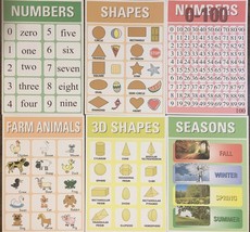 6 Educational posters for Kindergarten or Preschool 10x13 Set B - £22.01 GBP