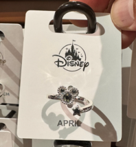 Disney Parks Mickey Mouse Faux Crystal April Birthstone Ring Silver Color