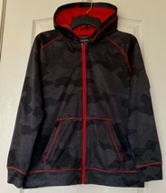 REEBOK Boys Fleece Lined Full Zip Hooded Jacket with Pockets, Size L, Red, Black - £14.20 GBP