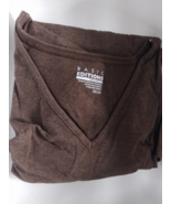 BASIC EDITIONS Men&#39;s Size 3x Long Sleeve V-Neck Brown T-Shirt - €8,59 EUR
