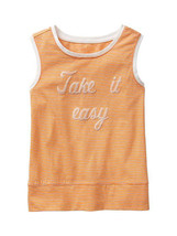 New GAP Kids Girls Graphic Orange Thin Stripe Sleeveless Trim Tank Top S... - £11.86 GBP