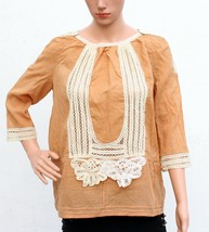 Isabel Marant Women Crochet  Embroidered Laced Beige Blouse Tunic Top L 1/38 - $62.65