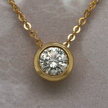 14K Yellow Gold Plated 1 Ct Round Cut VVS1 Simulated Solitaire Pendant Necklaces - £18.03 GBP