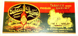 Postcard Tabasco Pickled Shrimp Can Label Replicas Avery Island Louisiana - £9.64 GBP