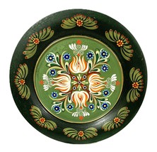 Beautiful Norwiegen Flower Plaque 12.75&quot; Wood Round Wall Hanging Hand Pa... - £54.03 GBP