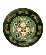 Beautiful Norwiegen Flower Plaque 12.75&quot; Wood Round Wall Hanging Hand Pa... - £55.00 GBP