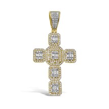 14kt Yellow Gold Baguette Round Diamond Cross Pendant Charm 1.68 Cttw - £1,695.97 GBP