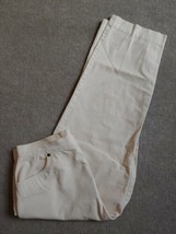Liz Claiborne Cropped Pants Womens Size 12 White Beige Striped 100% Cotton - £17.17 GBP