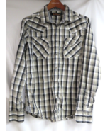 Ben Sherman Button Down Shirt Large Cotton Plaid Black White Olive - $185.79 MXN