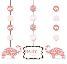 Baby Shower Hanging Cutouts Wild Safari Pink 3 Pack 7&quot; x 36&quot; Girl Decora... - $20.99