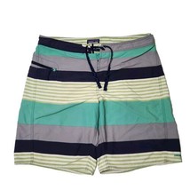 Patagonia Mens Board Shorts Swim Trunks 36 Green Striped Drawstring Vintage - £19.51 GBP