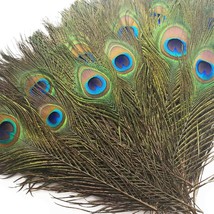 50 Pcs Natural Peacock Feathers In Bulk 10-12 Inch(25-30 Cm) Bulk For Diy Craft, - £24.35 GBP
