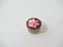 American Girl brand doll treat chocolate cupcake pink flower - $7.27