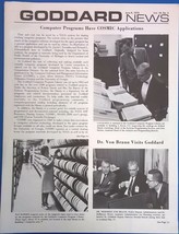 NASA Goddard News newsletter June 8 1970 Wernher Von Braun photo - £7.87 GBP