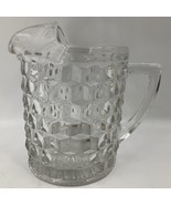 FOSTORIA AMERICAN Vintage Large Clear Glass Pitcher w/ Flat Bottom &amp; Ice... - £70.38 GBP