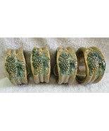 Set of Four Art Pottery Studio NAPKIN RINGS Grape Theme Signed Ceramic L... - £27.33 GBP
