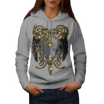 Wellcoda Shield Iron Art Fantasy Womens Hoodie, Crest Casual Hooded Sweatshirt - £29.05 GBP