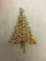 Christmas Tree Brooch Pin Pearls And Rhinestones 2 And 1/2 Inch Good Condition - £39.56 GBP