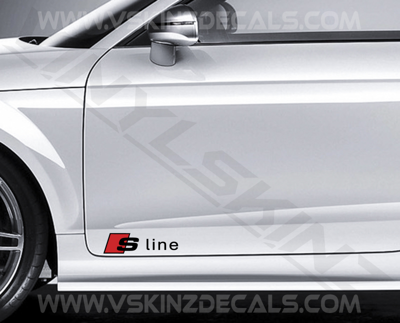 Audi S-line Logo Premium Cast Door Decals Kit Stickers A3 A4 A5 A6 Q3 TT Quattro