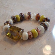 Vintage Stretch Bracelet Amber Tone and Brown - £9.93 GBP