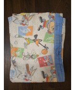 Looney Tunes Blanket Sports Throw Bab Blue Edging Vintage 1992 Warner Br... - $336.93 MXN