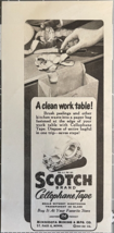 1949 Scotch Vintage Print Ad Clear Cellophane Tape Seals Without Moistening - £10.03 GBP