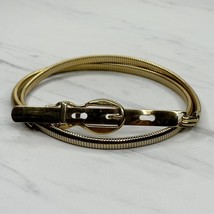Vintage Skinny Gold Tone Coil Stretch Cinch Belt Size XS Small S Womens - $19.79