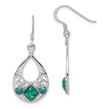 New Reconstituted Turquoise Earrings Real Rhodium Plated .925 Sterling Silver - £48.81 GBP