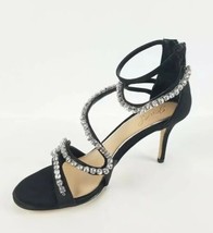 Jewel Badgly Mischka Liberty Ankle Strap Sandal Black Satin US 7.5 New  - £49.35 GBP