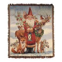 Santa ATWWL 50 x 60 Winter Wonderland Jacquard Tapestry Throw Blanket USA - £45.75 GBP