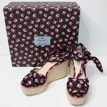 Prada Platform Wedge Espadrille Sandal Shoes in Black Floral size EU 40 or US 10 - £400.63 GBP