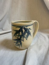 Vintage Ceramic Coffee Mug Blue Print Bamboo - $4.80