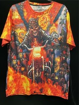 Tour Shirt Skull Biker All Over Print Shirt XXLARGE - £19.66 GBP