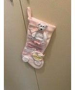 Baby 1st Christmas Stocking pink and white with Bear  And Chick - £7.47 GBP
