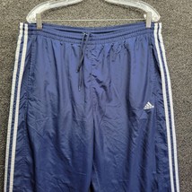 Adidas Blue Track Pants Full Side Zip Ups Lined Men&#39;s Sz L Activewear - £16.74 GBP